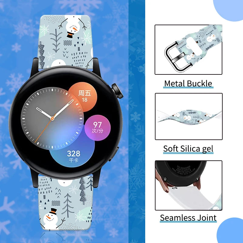 20mm Christmas 6 Strap for Samsung Galaxy Watch 7/6/5 40mm 44mm Band Replaceable Bracelet for Xiaomi Huawei Amazfit Watchband