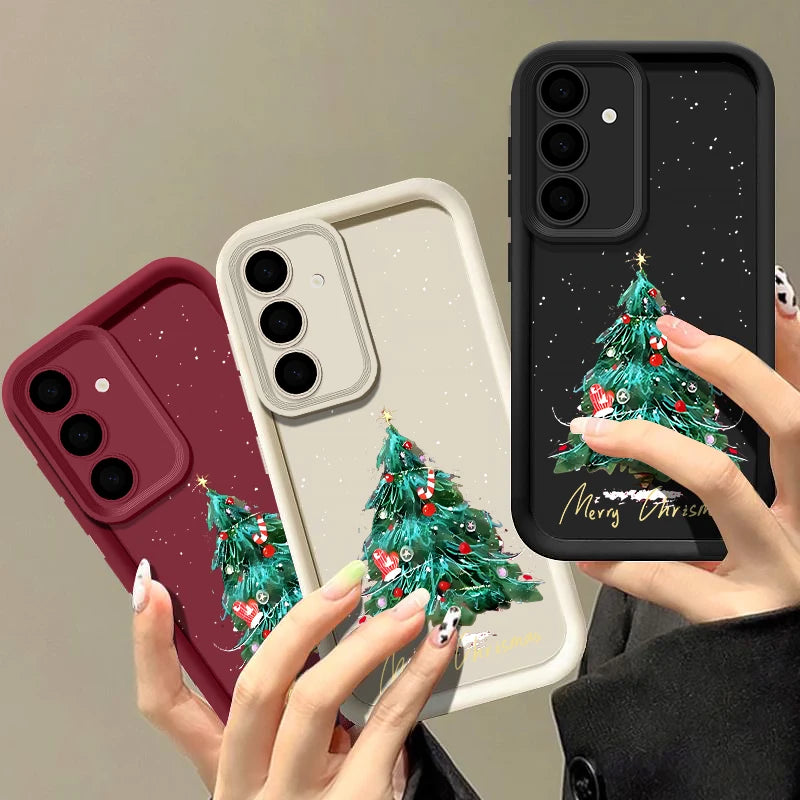 Case For Samsung Galaxy A17 A56 A16 A55 A15 A36 A35 A25 A26 5G S25 Edge S22 S24 Ultra S23 S24 FE TPU Christmas Tree Phone Cover