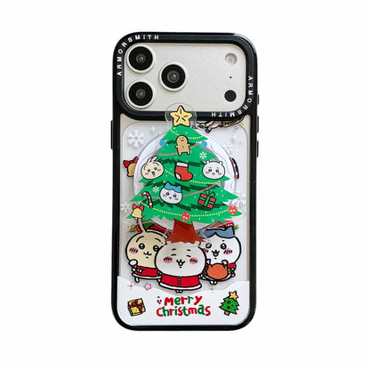 Cute Christmas Tree Cartoon With Magsafe Stand Kawaii Phone Case for iPhone 17 Pro 11 12 13 14 plus 15 16 Pro Max Cute Cover