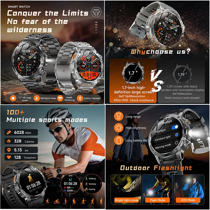 T-Rex 3 Military Grade 1000mAh Battery Smart Watch IP68 Waterproof GPS Bluetooth call AMOLED HD Men Sports 2025 New Smartwatch