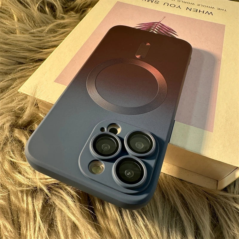 Luxury Magsafe Wireless Charge Gradient Pattern Phone Case For iPhone 11 16 13 14 Pro Max Plus Soft Magnetic Silicone Cover