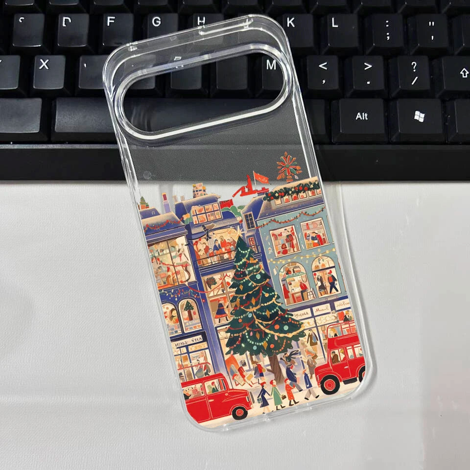 for Pixel 10 Cute Winter Snow Phone Case for Google Pixel 9 10 Pro XL 8 Pro 6 7 8 8A 5G Christmas Tree Graphic Clear Phone Cover