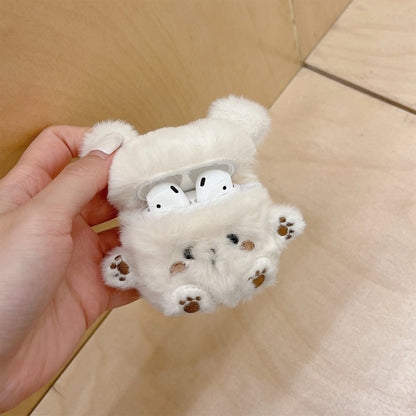 Cute Bear Soft Furry Plush Earphone Case For Apple AirPods 3 Pro 2 Headphones Soft Silicone Funda For air pods 1 2 Headset Cover