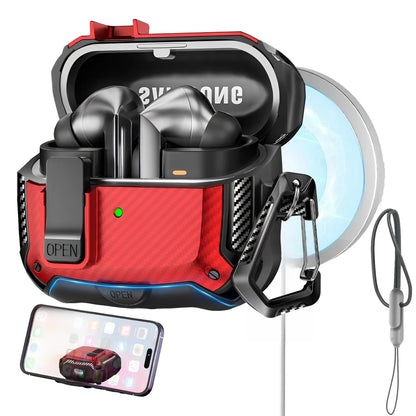 for Samsung Galaxy Buds 3 Pro Case with Secure Lock Carbon Fiber Protective Phone Holder Design Case for Samsung Galaxy Buds 3
