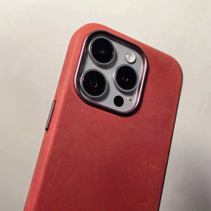 YMW Scratc Crazy Horse Genuine Leather Case for iPhone 16 15 Pro Max Plus 14 13 mini Magnetic PULL-UP Cowhide Phone Cover