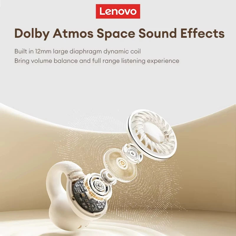 Origina Lenovo LP25 Bluetooth V5.4 Earphones Multi-function Ear-clip Design Headphones Fast Charging With Type-C Port Earbuds