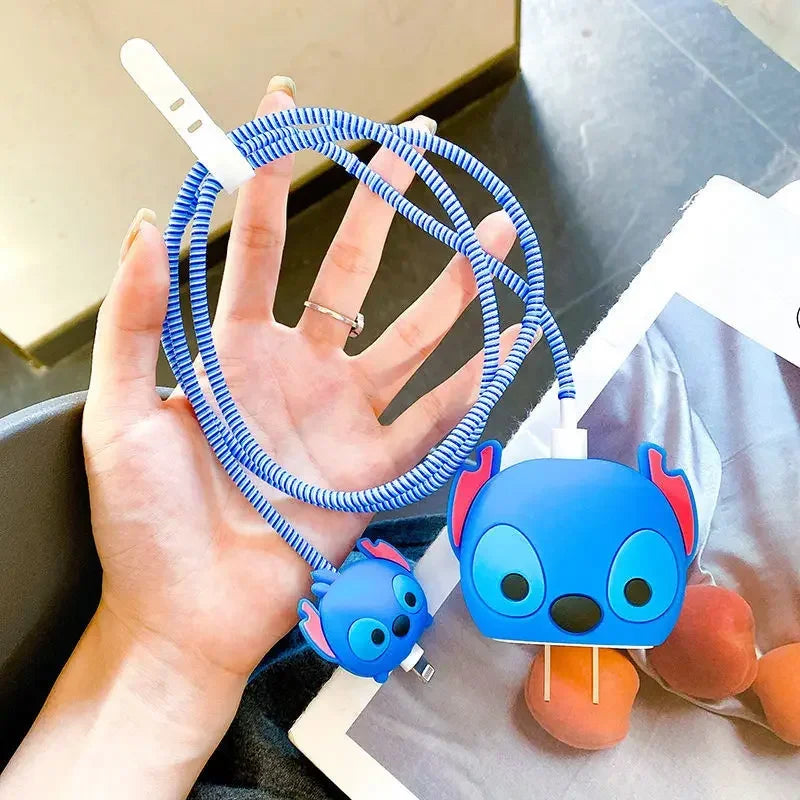 4Pcs/set Cable Protector for iPhone / iPad 18W/20W Charger Protection Cute Cartoon Protector Spring Cable Winder Accessories
