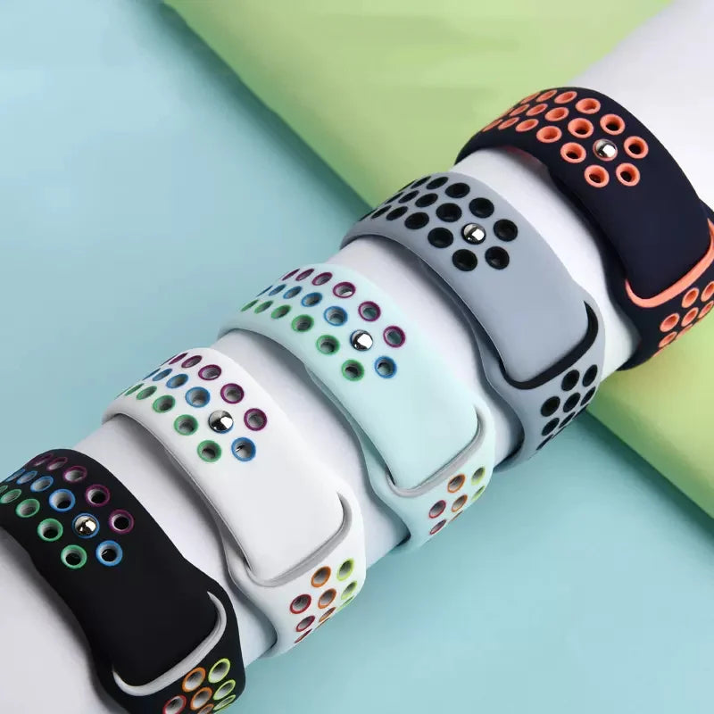 Silicone Watch Strap For Apple Ultra 2 49MM Sports Band For Iwatch Series 10 9 8 7 6 SE 46mm 45MM 41MM 44MM 42MM Breathable Band