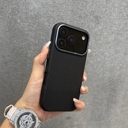 Alloy Lens Splice Leather Texture MagSafe Armor Case For iPhone 17 17Pro Max 16 Pro 15 14 13 Wireless Charging Magnetic PC Cover
