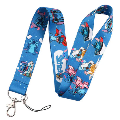 Stitch Cute Cartoon Animation Lanyards For Keys Chain ID Credit Card Cover Pass Mobile Phone Charm Neck Strap Badge Holder Gifts