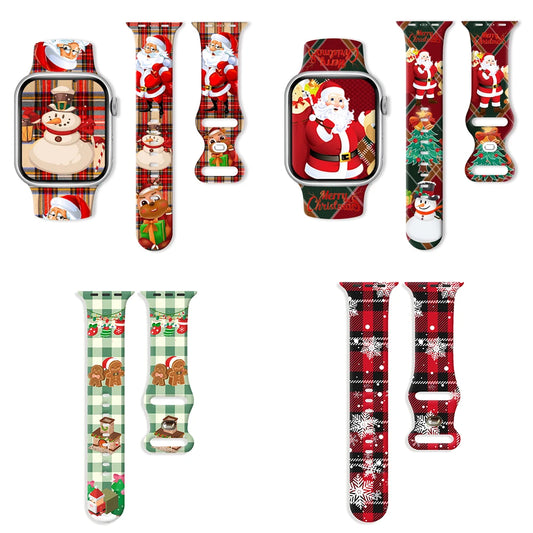 Christmas Bands for Apple Watch Bands 46mm 41mm 42mm 44mm 45mm 49mm Silicone Sport Strap iWatch Series 10 9 8 7 SE 6 5 4 Ultra 2