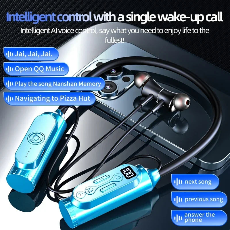 12000mAh 30000Hours Playback Wireless Bluetooth Earphones Magnetic Sports Running Headset Neckband Sport Earbuds Noise Reduction