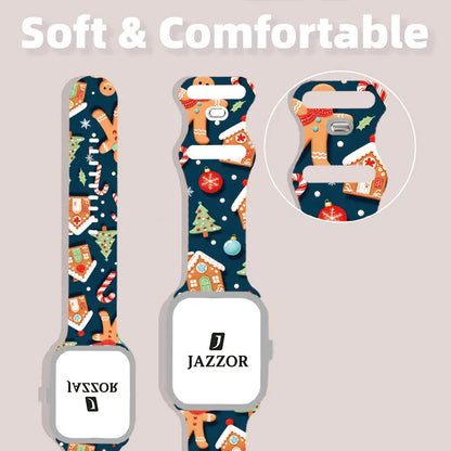 Christmas theme Strap for Apple Watch, Soft Silicone for Apple Watch 9 8 7 6 5 Ultra SE Band Size38 40 41 42 44 45 49mm