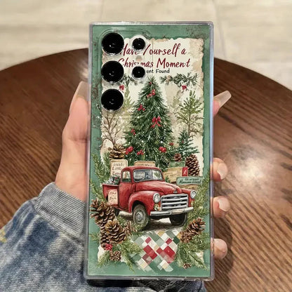 Christmas Santa Claus Truck Clear Phone Case For Samsung Galaxy S25 S24 Ultra S23 FE S22 Plus A36 A56 A55 A54 A53 A35 A34 Cover