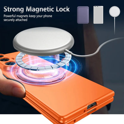 Luxury Military Armor Solid Color Magnetic 360 Bracket Phone Case For Samsung Z Fold 7 6 5 4 3 Wireless Charge Shockproof Cover