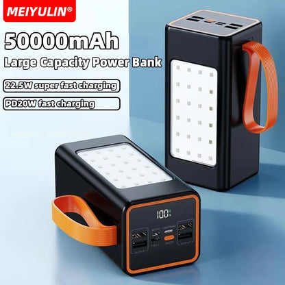 50000mAh Large Capacity Power Bank 30000mAh PortableUSB C 22.5W Fast Charging External Spare Battery For IPhone Xiaomi Samsung