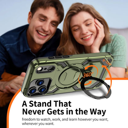 Luxury For Magsafe Wireless Charging Magnetic Armor Case For iPhone 17 Air 16E 16 15 14 13 12 11 Pro Max Plus Ring Stand Cover