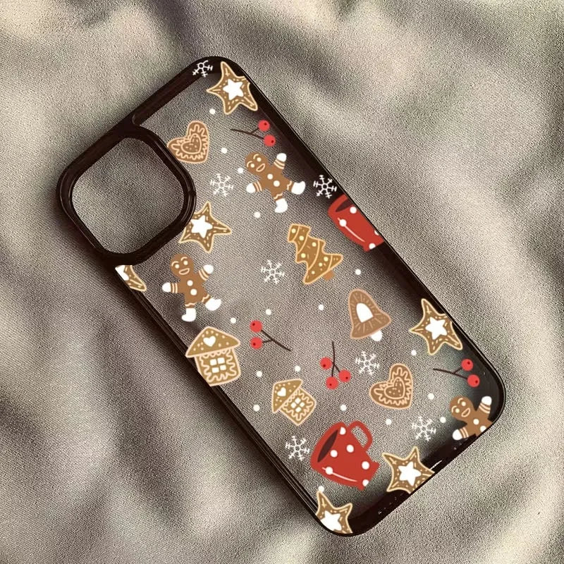 Cute Christmas Theme Clear Phone Case for iPhone 11 12 13 14 15 16 Pro MAX X XR XS Max 8 7 Plus SE 2020 Shockproof Cover