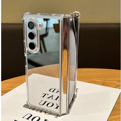 for Samsung fold7 Mirror Make Up Acrylic Airbag Bumper Case for Samsung Galaxy Z Fold 7 6 5 4 3 ZFold Hard Shockproof Ins Cover