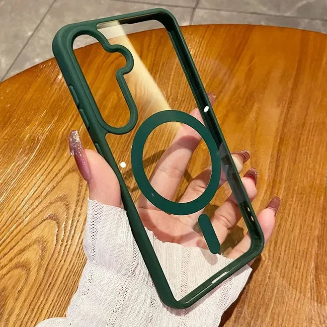 HD Clear for Magsafe Magnetic Case for Samsung Galaxy S26 Pro S25 Edge S24 S23 S22 Plus Ultra Wireless Charging Shockproof Cover