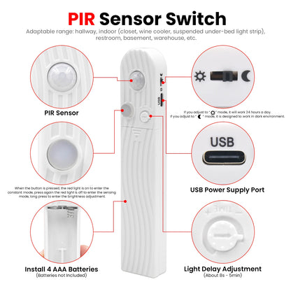 8MM COB Led Strip 5V with Motion Sensor Battery Powered 320LEDs/M USB Induction Night Light Warm White Red Ice Blue Green Yellow