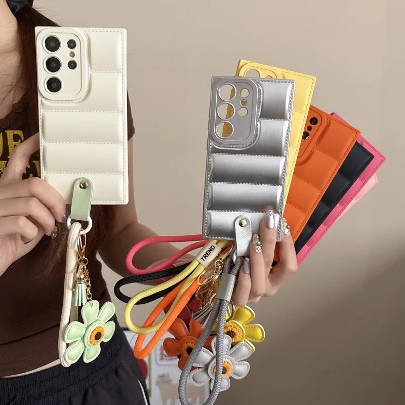 Soft Down Jacket Phone Case for Samsung Galaxy S25 Edge S23 S24 Ultra S22 S21 FE S20 A56 A36 A16 A06 A35 A55 A05 A15 A54 A34