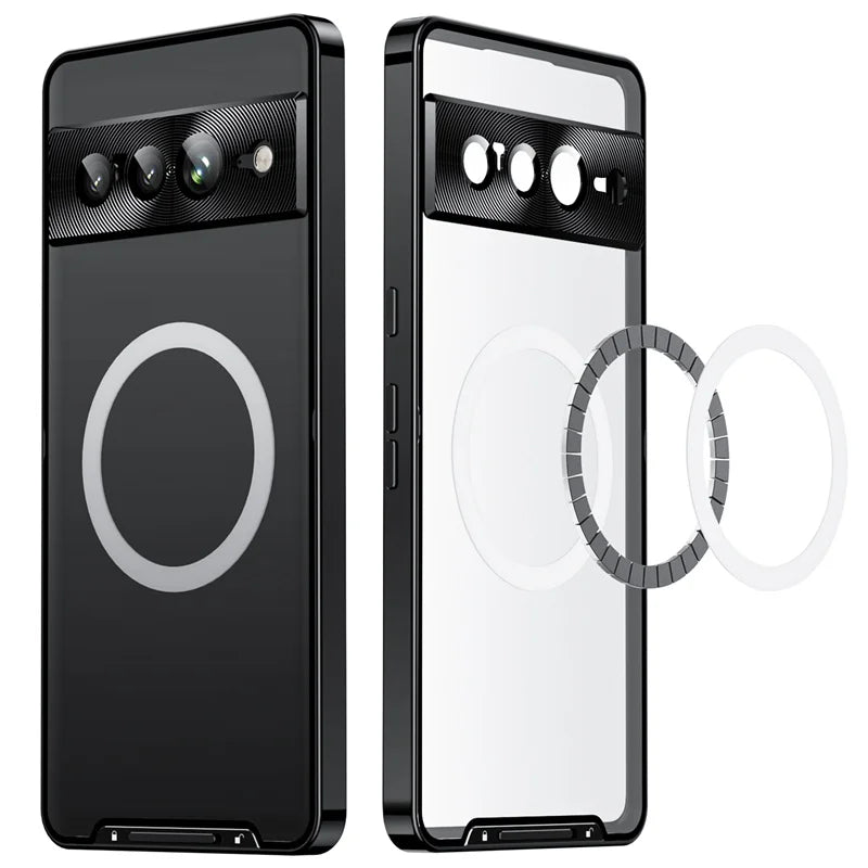 Metal Magnetic Magsafe Case For Google Pixel 7 Pro Aluminium Alloy Camera Lens Glass Film Cover For Pixel 7 pixel7 Pro Case Etui