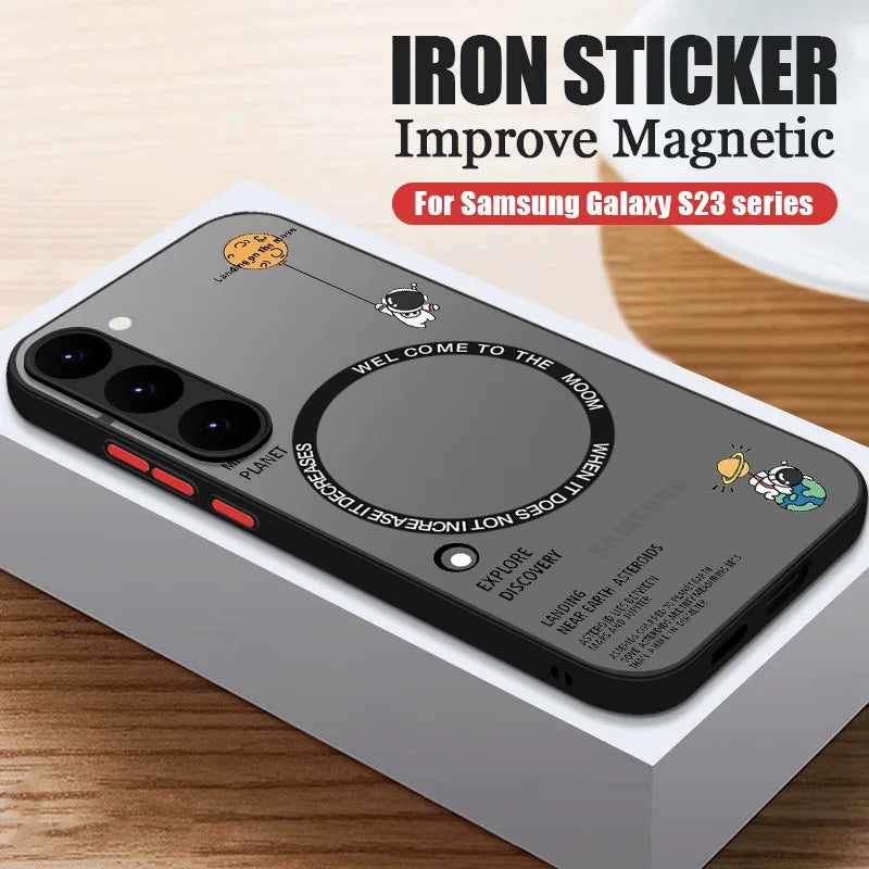 Magnetic For Magsafe Astronaut Case For Samsung Galaxy S23 S22 Ultra S22 Plus S21 S20 FE S24 Ultra Slim Hard PC Back S25 Cover