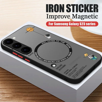 Magnetic For Magsafe Astronaut Case For Samsung Galaxy S23 S22 Ultra S22 Plus S21 S20 FE S24 Ultra Slim Hard PC Back S25 Cover