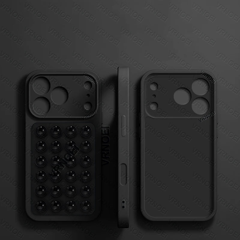 Fashion 2IN1 Suction Cup Bracket Lens Protection Phone Cases For iPhone 17 16 13 11 14 15 12 17 Pro Max Case Phone Accessories