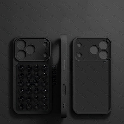 Fashion 2IN1 Suction Cup Bracket Lens Protection Phone Cases For iPhone 17 16 13 11 14 15 12 17 Pro Max Case Phone Accessories