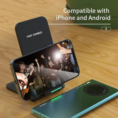 Wireless Fast Charger For iPhone 16 15 14 13 12 ProMax11 Stand Fast Charging Charger for Samsung Note 20/10 S24 Ultra Foldable