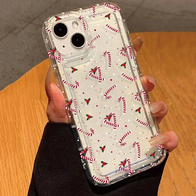 Winter Christmas Graphic Print Clear Case For iPhone 16 15 14 13 12 11 Pro Max 16E XS XR SE2 7 8 Plus SE2 SE3 Shockproof Cover