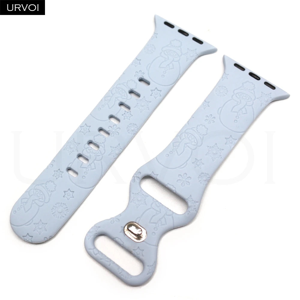 URVOI Christmas Sport Band for Apple Watch ultra 2 3 Series 11 10 9 8 Xmas tree silicone strap for iWatch Santa red green white