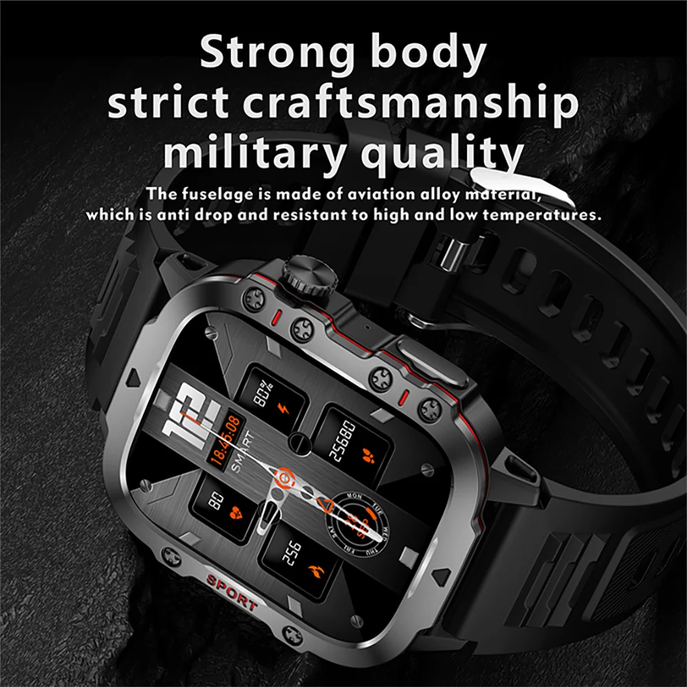 Military Men Smart Watch Bluetooth Call Fitness Clock Heart Monitor 3ATM Swim Waterproof Sport Smartwatch for IOS Android 2025