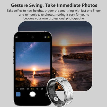 Smart Ring Women Health Tracker Heart Rate Blood Oxygen Photo Control Brush Tiktok Waterproof Multi-sport Modes Men Fitness Ring - covers4phones