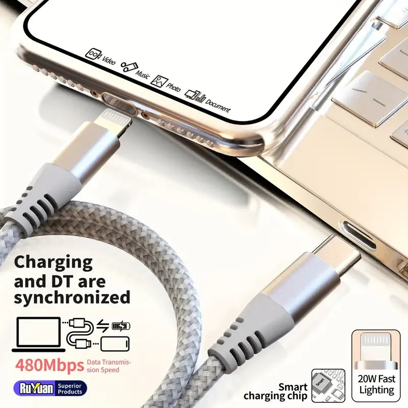 LAIHONEN MFI certified for iPhone 14 13 12 11 Type c To Lightning Fast charging cable for iPad Charging data transmission cable