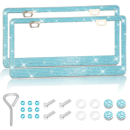 NEW Bling Crystal Car License Plate Frame Women Rhinestone License Plate Frame Cover Holder Car Accessories with Screw 31*16cm