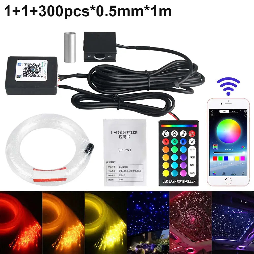 RGBW 1/2/4/6/8 split machine 2400x household car roof starry sky light kit roof fiber optic ceiling