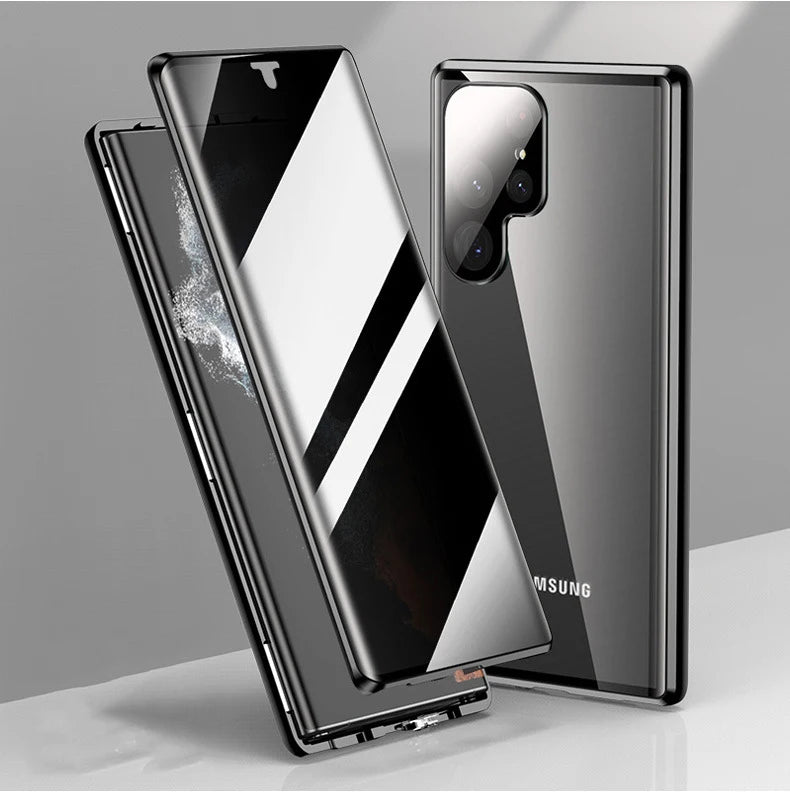 For Samsung Galaxy S23 24 22 25Ultra Case 360°Screen Sealed Anti peeping privacy sunglasses glass Metal Magnetic Ultrathin cover