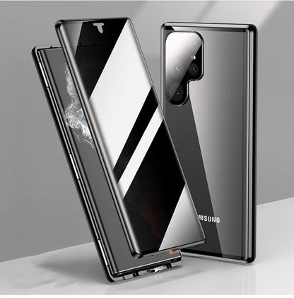 For Samsung Galaxy S23 24 22 25Ultra Case 360°Screen Sealed Anti peeping privacy sunglasses glass Metal Magnetic Ultrathin cover