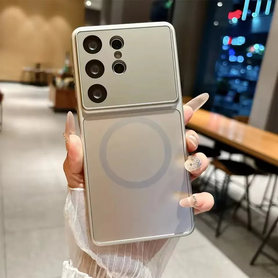 for Samsung Galaxy S26 Pro S25 S24 S23 Ultra Plus Glass Hard Magnetic Case For Magsafe Wireless Charging Camera Protection Cover