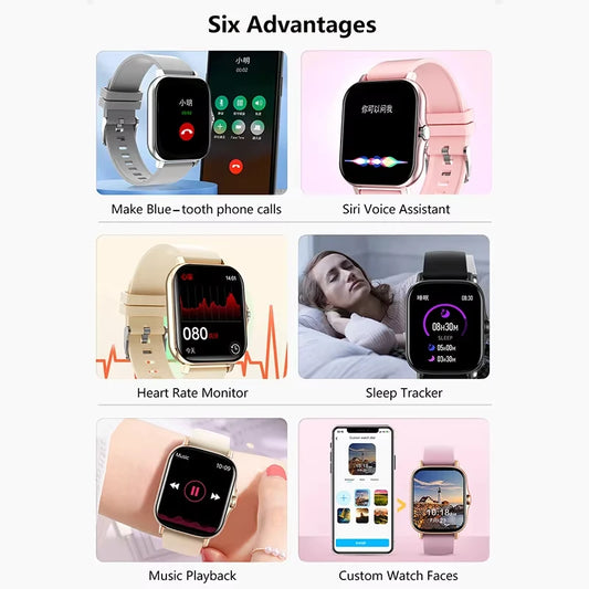 KESHUYOU 2025 New Smart Watch Bluetooth Call Message Alert Music Player Heart Rate Monitor Pedometer Smart Watch for Android IOS