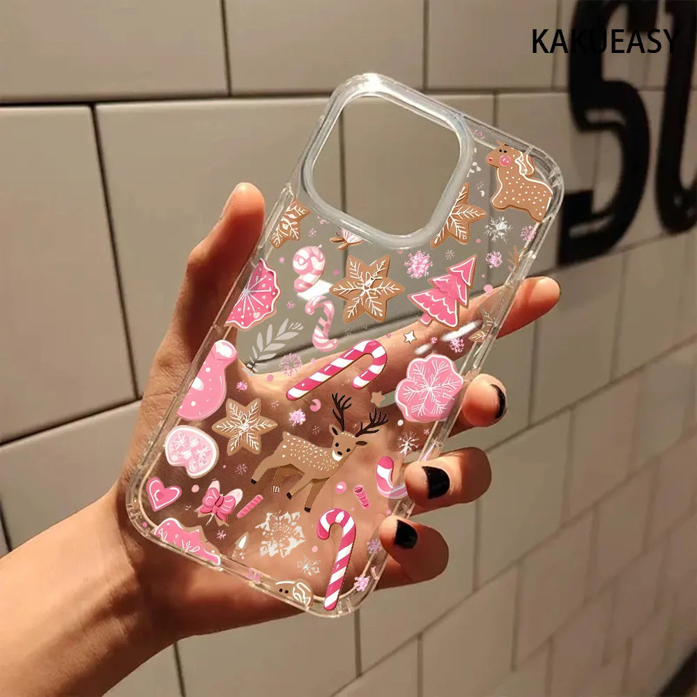Deer Christmas gift for you romantic aesthetic transparent autumn phone case for iPhone17 16, 15 14 13 Pro Max