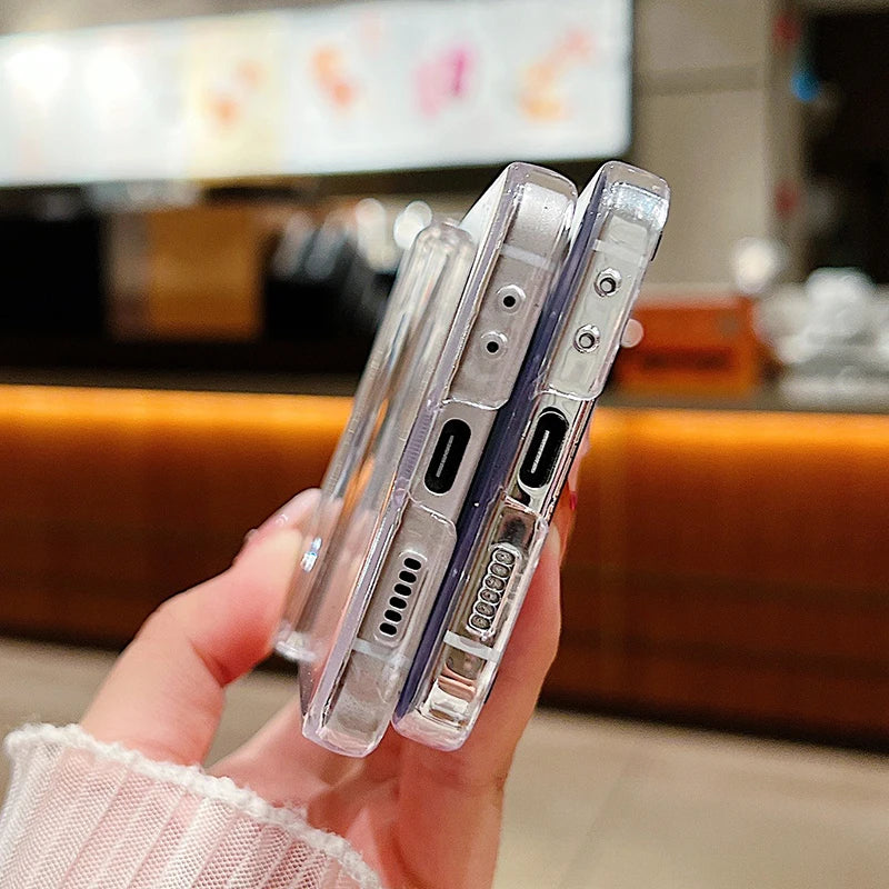 Christmas Tree Bear Clear Phone Case For Samsung Galaxy Z Flip 7 FE 6 5 4 3 5G Folding Hard PC Cover For Samsung Z Flip7 Flip6