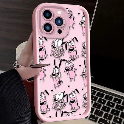 Courages Cowardly Dog Phone Case For iPhone 16 15 14 13 12 11 Pro Max X XS X S Max XR SE 2020 7 8 Plus Soft Silicone Back Funda
