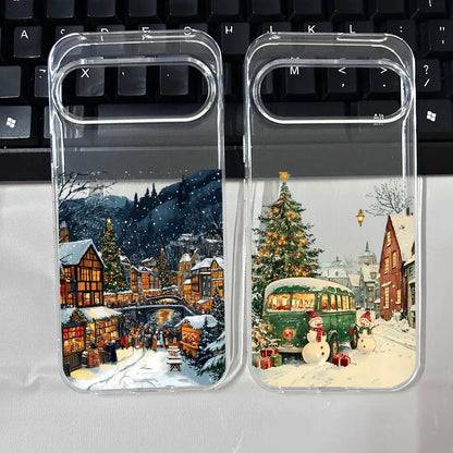 Winter Snow Landscape Phone Case For Google Pixel 10 10Pro 10 Pro XL 8 9 Pro 6 7 8 8A 5G Christmas Street Scenery Soft TPU Cover