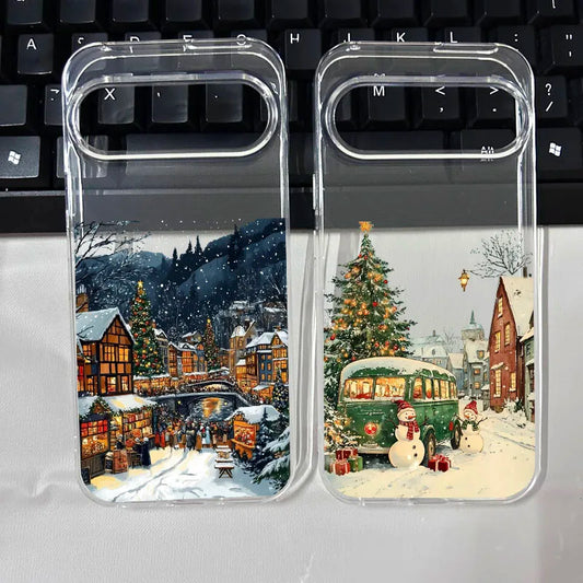 Winter Snow Landscape Phone Case For Google Pixel 10 10Pro 10 Pro XL 8 9 Pro 6 7 8 8A 5G Christmas Street Scenery Soft TPU Cover