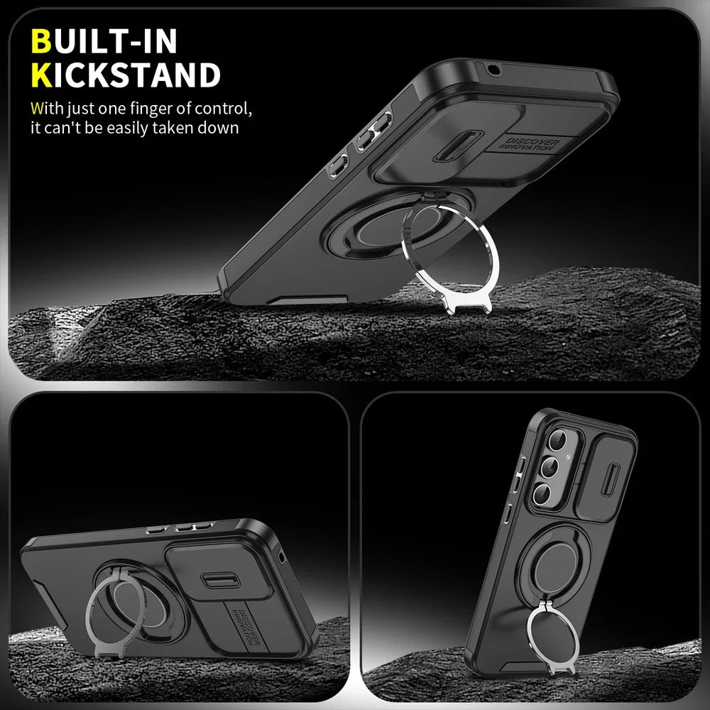 Case For Samsung Galaxy S25 S24 S23 S22 S21 Ultra Plus S25 Edge S25FE S24FE Slide Camera Protect Magnetic holder Armor Cover