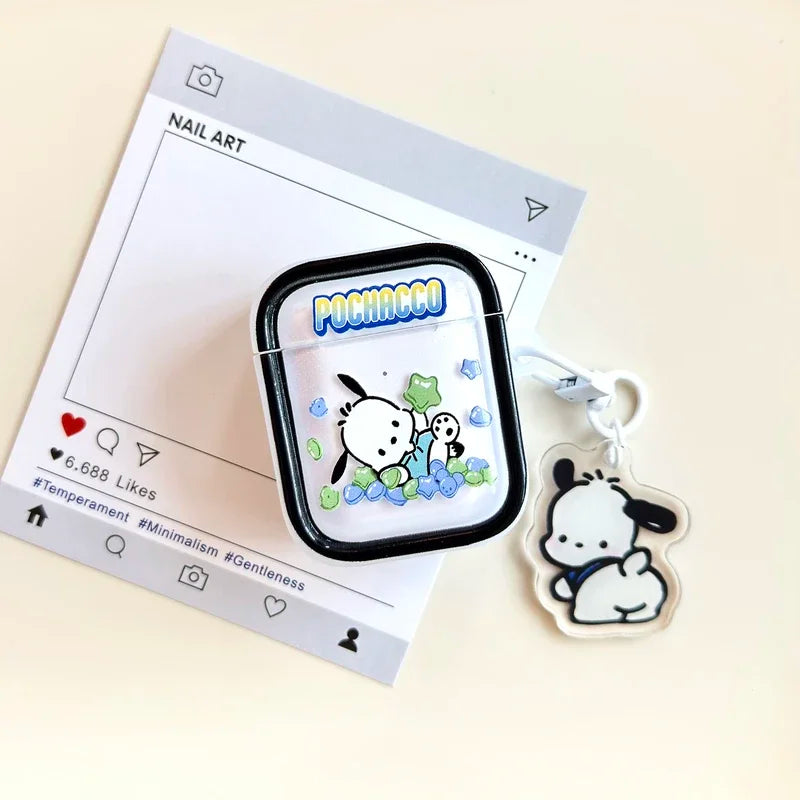 Cute Cartoon Sanrio Pochacco  Earphone Case For Airpods 1 2 3 4 Pro 2 Wireless Bluetooth Headset Protective Cover With Pendant